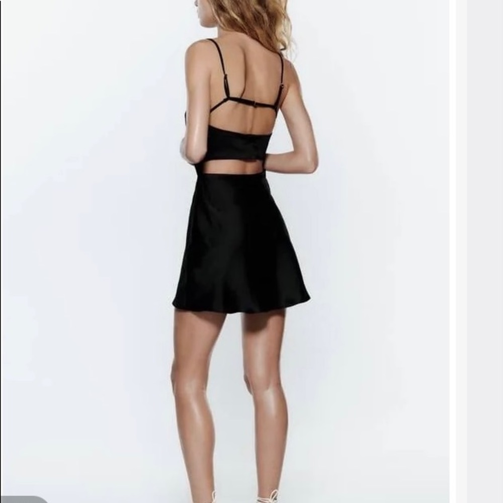 Zara viral black mini satin dress